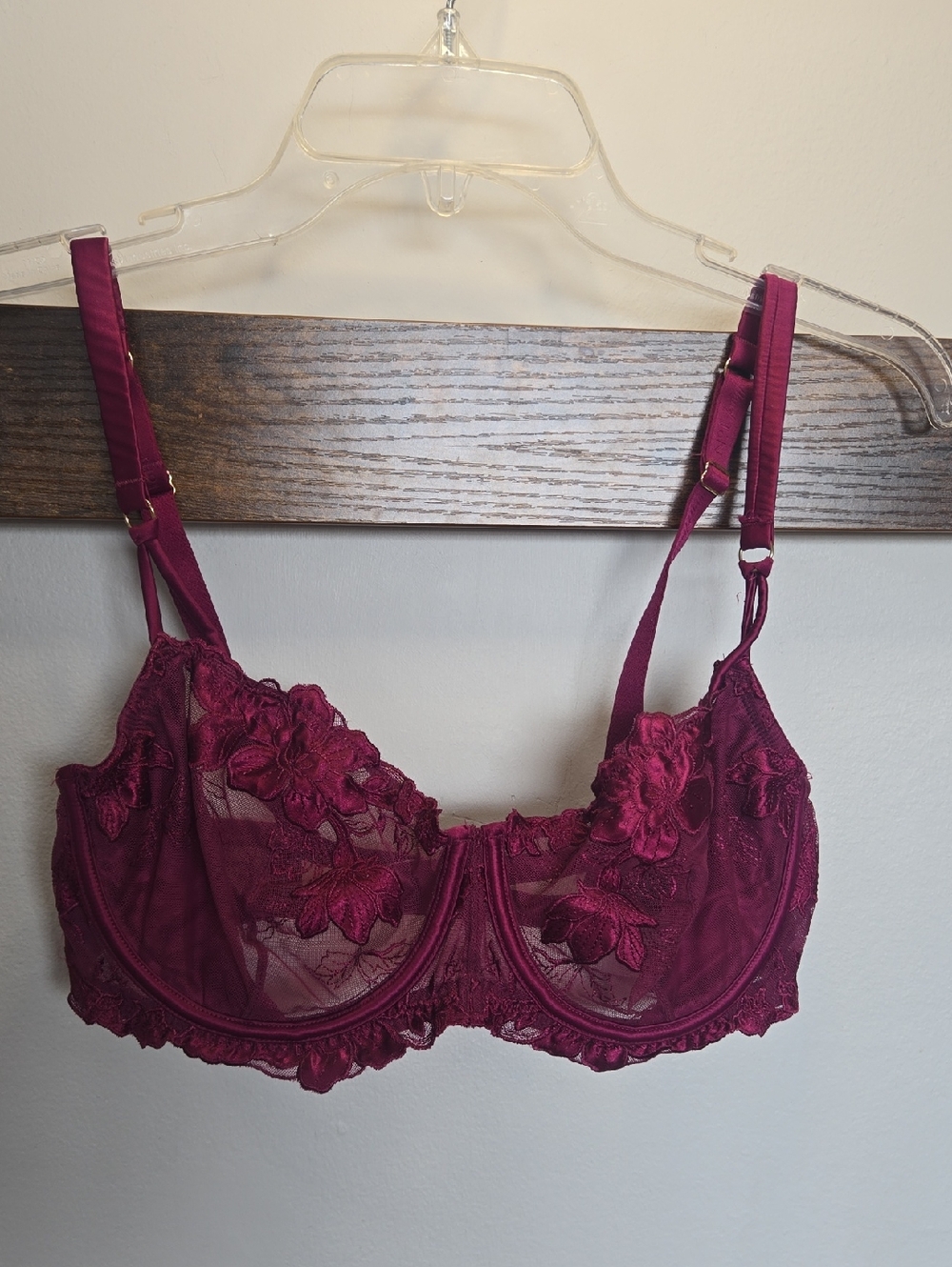 Jenny Packham Burgundy Lace Balconette Bra